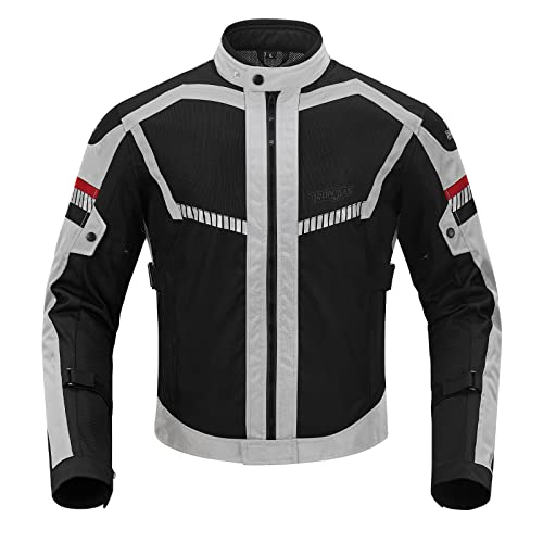 BORLENI Motorradjacke Sommer Herren Atmungsaktiver Panzerschutz Hochglanz Reflektierend L von BORLENI