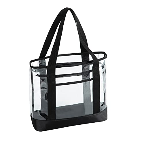 BORMELUN Clear Totes Bag Damen – Große Arbeit Transparente Schultertasche Handtasche Schwarz, Transparent, 13 x 4.5 x 17.5 inches von BORMELUN