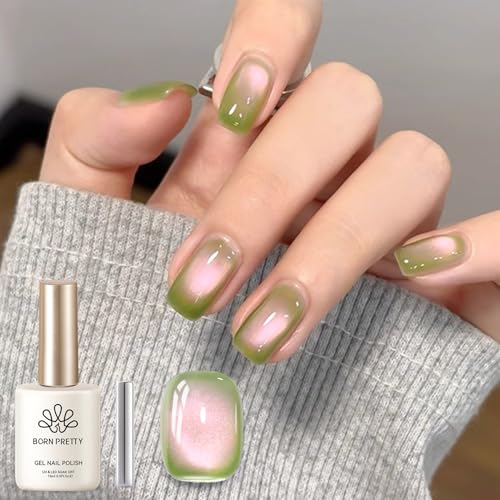Born Pretty Cat Magnetic Eye Gel Süß Guave Grün Rosa UV Nagellack Magnetic Nail Polish Maniküre und Nagelkunst DIY zu Hause von BORN PRETTY