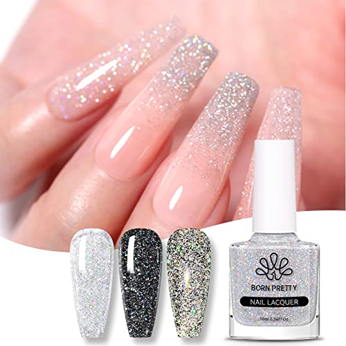 Born Pretty Glitzer Nagellack, Nagellack Holographic Glitter Reflective Glitter Nagellack Super Shine Nail Art Polish Reflechissant Funkelnd Sparkly Shiny von BORN PRETTY