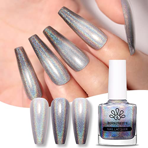 Born Pretty Glitzer Nagellack, Thermo Nagellack Holographic Nagellack Thermoeffekt Glitter Regenbogen Shining Glitter Super Shine Nail Art Polish Schwarz von BORN PRETTY