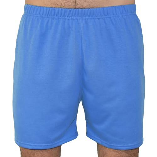 BORN2REST Pyjamahose für Herren Schlafshorts Pyjamashorts Herren Schlafanzughose 100% Baumwolle (Blau, M) von BORN2REST