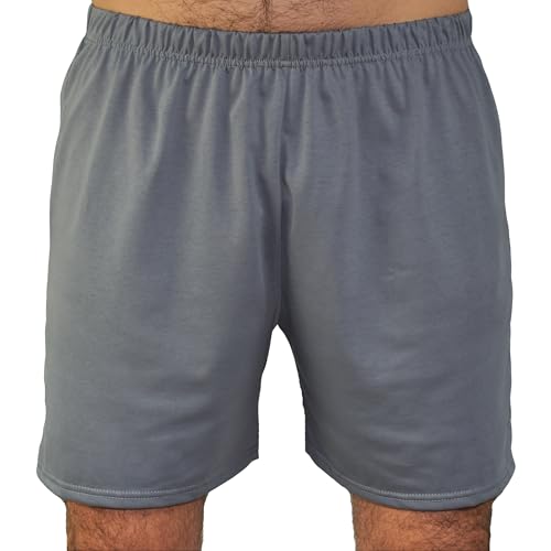 BORN2REST Pyjamahose für Herren Schlafshorts Pyjamashorts Herren Schlafanzughose 100% Baumwolle (Grau, 3XL) von BORN2REST