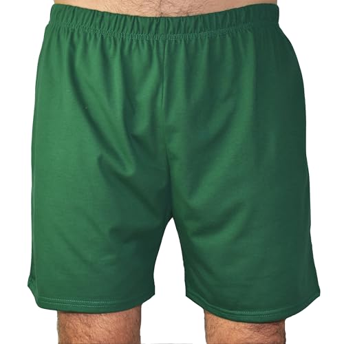 BORN2REST Pyjamahose für Herren Schlafshorts Pyjamashorts Herren Schlafanzughose 100% Baumwolle (Grün, L) von BORN2REST