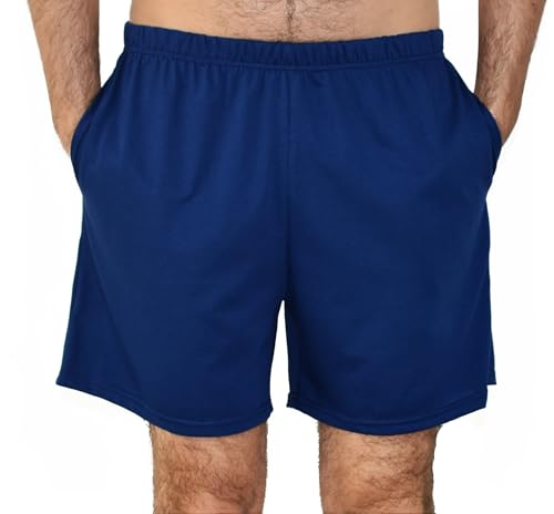 BORN2REST Pyjamahose mit Taschen für Herren Schlafshorts Pyjamashorts Herren Schlafanzughose 100% Baumwolle (Dunkelblau, XXL) von BORN2REST