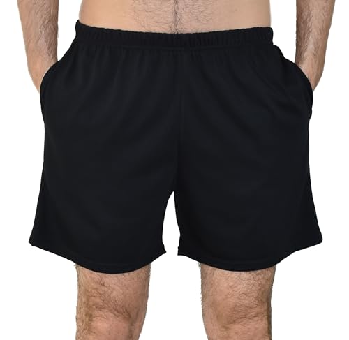 BORN2REST Pyjamahose mit Taschen für Herren Schlafshorts Pyjamashorts Herren Schlafanzughose 100% Baumwolle (Schwarz, 4XL) von BORN2REST