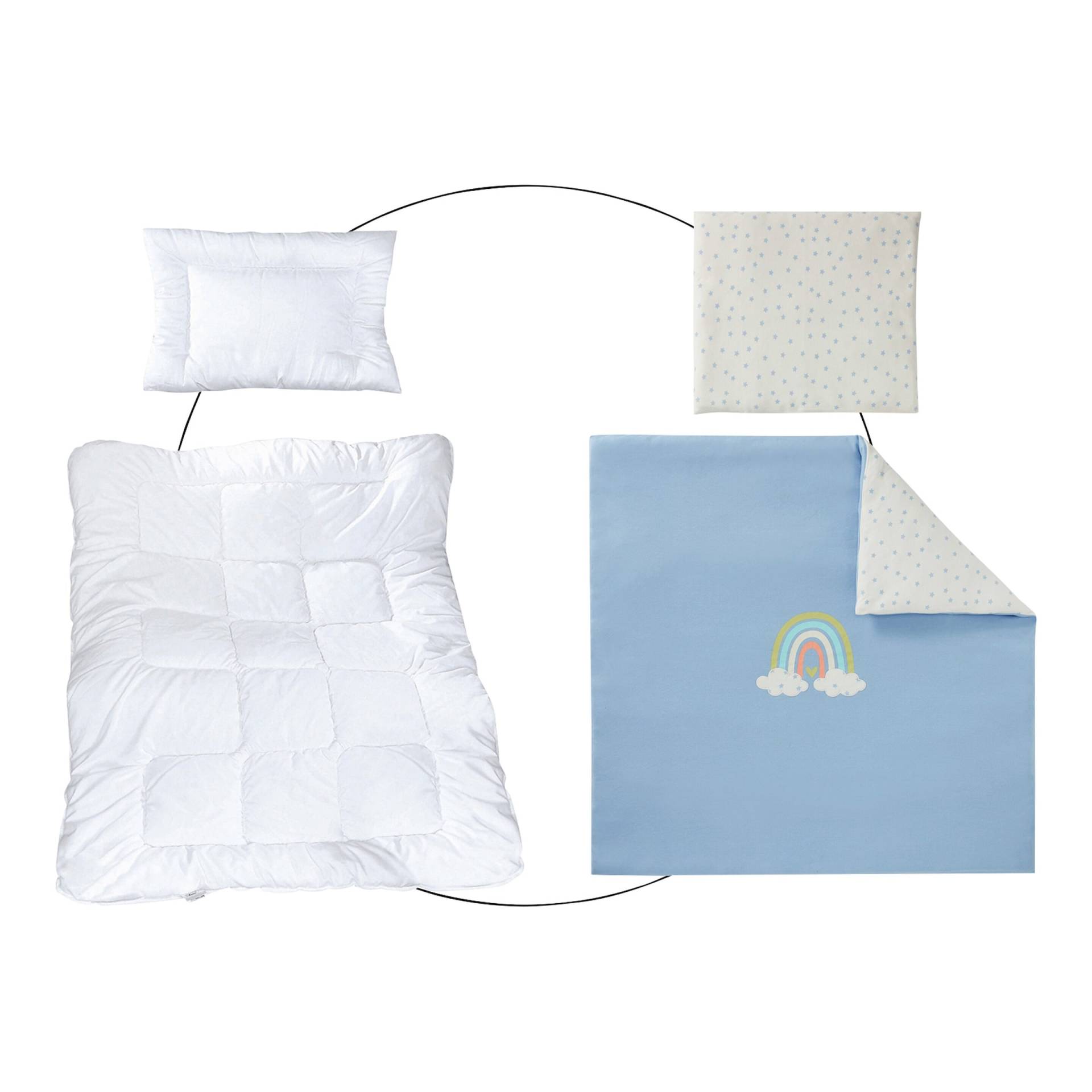 Bornino Home Bundle Baby-Betten-Set inkl. Bettwäsche Regenbogen 80x80 cm von BORNINO HOME