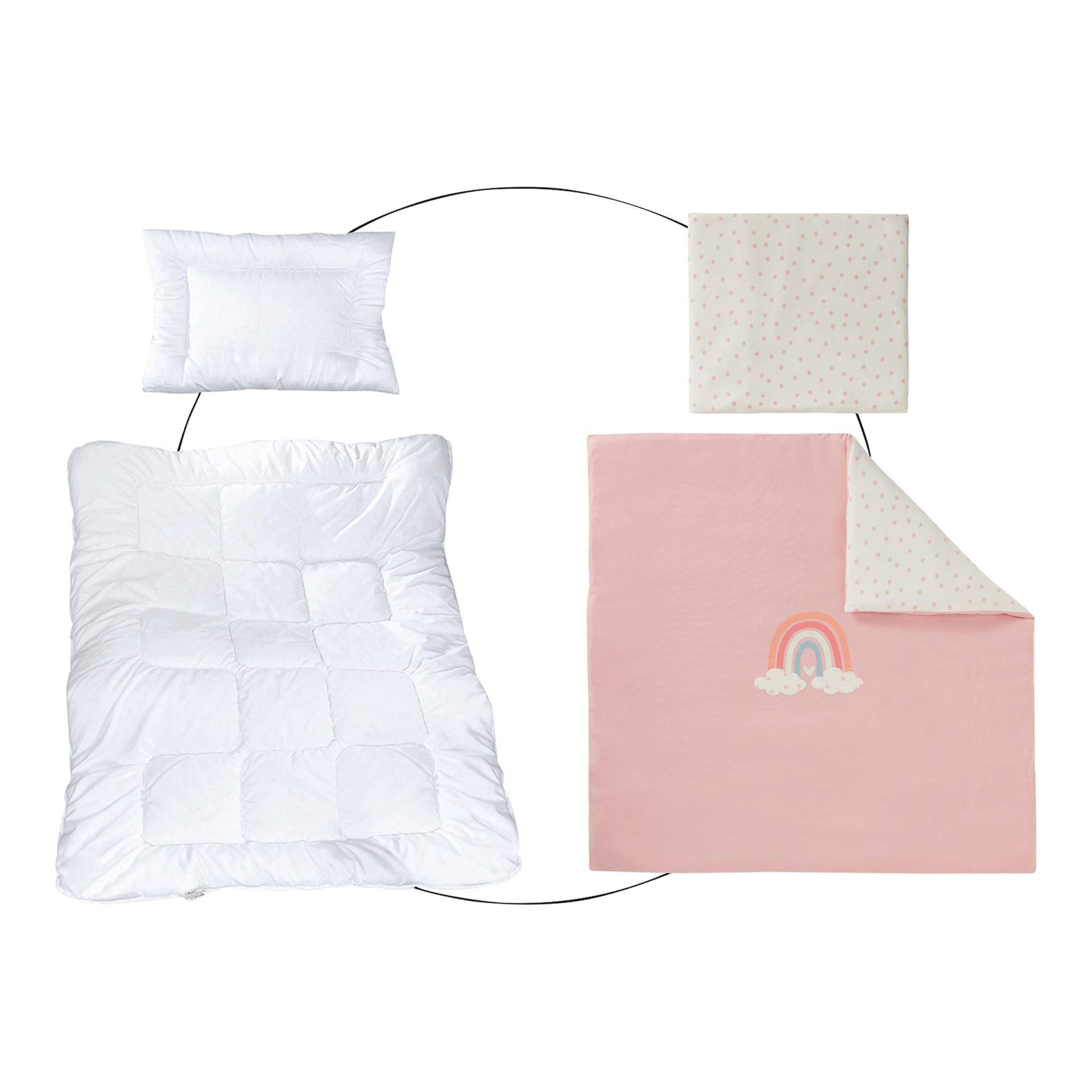 Bornino Home Bundle Baby-Betten-Set inkl. Bettwäsche Regenbogen 80x80 cm von BORNINO HOME