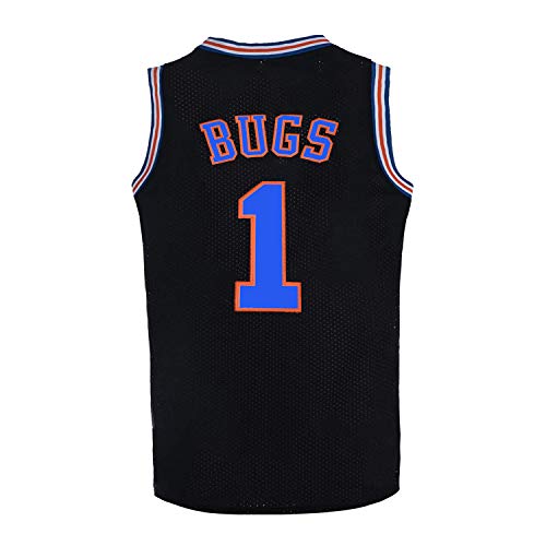 BOROLIN Herren Basketball Trikot Bugs #1 Space Jersey Weiß/Schwarz, Schwarz, Mittel von BOROLIN