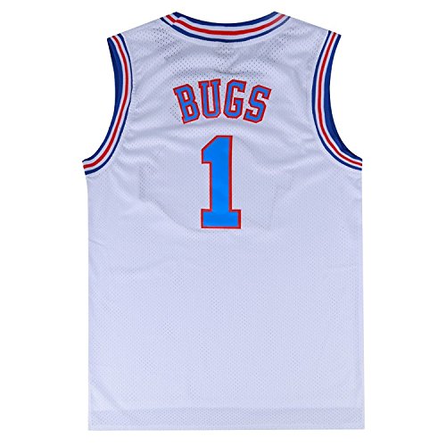 BOROLIN Herren Basketball Trikot Bugs #1 Space Jersey Weiß/Schwarz, Weiss/opulenter Garten, Klein von BOROLIN