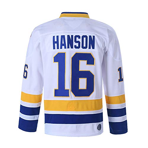 Hanson Brothers Charlestown Chiefs 16 Jack 17 Steve 18 Jeff Slap Shot Movie Ice Hockey Trikot, 16 Weiß, L von BOROLIN