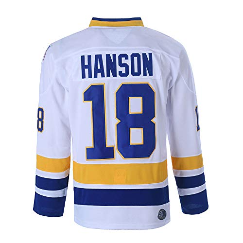 Hanson Brothers Charlestown Chiefs 16 Jack 17 Steve 18 Jeff Slap Shot Movie Eishockey Trikot, 18 White, Groß von BOROLIN