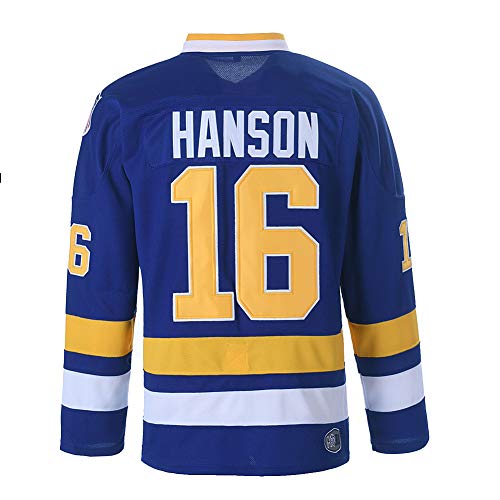 Hanson Brothers Charlestown Chiefs 16 Jack 17 Steve 18 Jeff Slap Shot Movie Ice Hockey Trikot, 16 Blau, L von BOROLIN