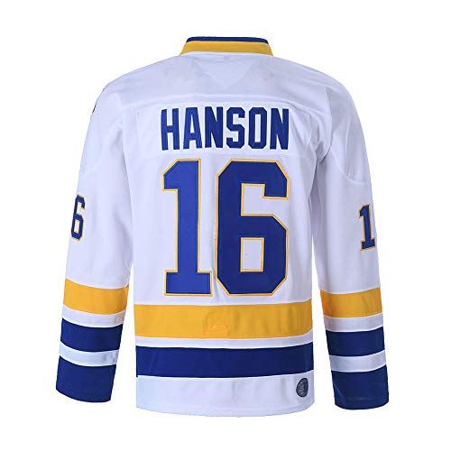 Hanson Brothers Charlestown Chiefs 16 Jack 17 Steve 18 Jeff Slap Shot Movie Ice Hockey Trikot, 16 Weiß, XL von BOROLIN
