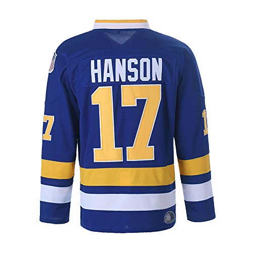 Hanson Brothers Charlestown Chiefs 16 Jack 17 Steve 18 Jeff Slap Shot Movie Ice Hockey Trikot, 17 Blau, Klein von BOROLIN