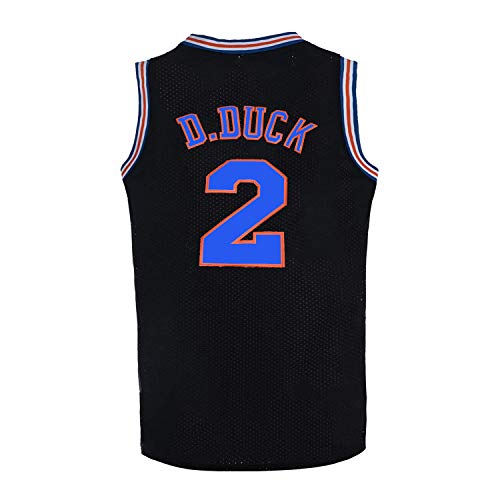 Herren Basketball Jersey #2 D Duck 90er Jahre Film Space Shirts 90er Jahre Hiphop Party Kleidung, schwarz, XX-Large von BOROLIN