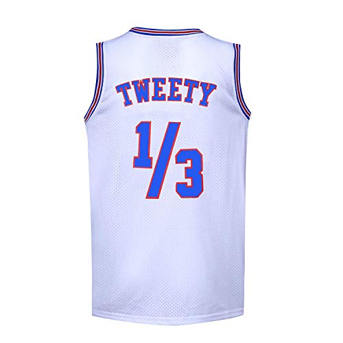 BOROLIN Herren Basketballtrikot, 1/3 Tweety Space Jersey, 90er Jahre Sport-Shirt, Hiphop-Partykleidung, Weiss/opulenter Garten, L von BOROLIN