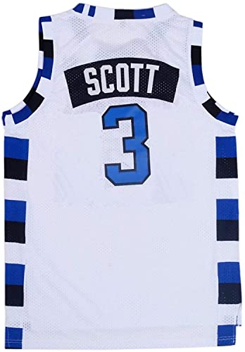 Herren One Tree Hill Ravens Scott Moive Basketballtrikot, #3 Weiß, Mittel von BOROLIN