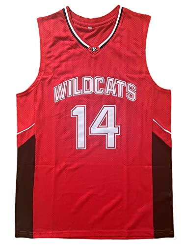 Wildcats High School Jersey, 14 Troy Bolton Basketballtrikot, 8 Chad Danforth Basketballtrikot, 14 Bolton Red, Medium von BOROLIN