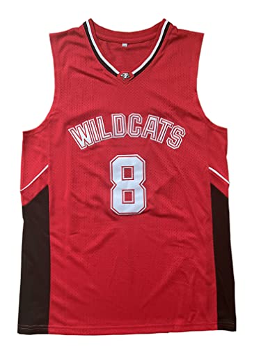 Wildcats High School Trikot, 14 Troy Bolton Basketballtrikot, 8 Chad Danforth Basketballtrikot, 8 Danforth Rot, XXXL von BOROLIN