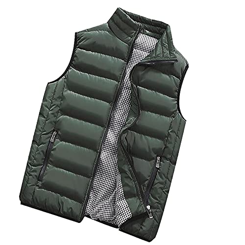 BORTGYUI Herren-Westen Steppweste mit Stehkragen, Winter Wärme Dicke Herren Weste mit Reißverschluss, Premium Ärmellose Outdoorjacke 4XL 01-Armeegrün von BORTGYUI