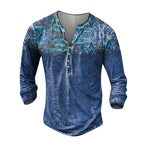 BORTGYUI Pullover Herren mit Knopfleiste Lässige Oberteile Sport Sommer Polyester Pullover Herren V Ausschnitt Longsleeve Bedrucken Slim Fit Weich Große Größen Blau von BORTGYUI