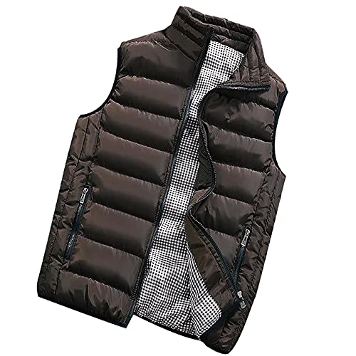 BORTGYUI Softshell Weste Herren Steppweste mit Stehkragen, Winter Wärme Dicke Herren Weste mit Reißverschluss, Premium Ärmellose Outdoorjacke 4XL 01-Kaffee von BORTGYUI