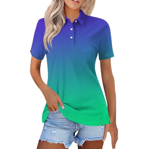 Damen Poloshirt Kurzarm Damen Poloshirts Kurzarm Polohemd Schnelltrocknend Golf Tennis Shirts Leicht Sport T-Shirts Sommer Tops Atmungsaktiv Fitness Laufshirts mit 1/4 Knopfleiste M 03-Grün von BORTGYUI