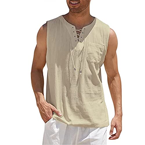 Herren Tank Top Herren Tanktop Muskelshirt für Training Fitnessstudio Fitness & Bodybuilding Tanktop Herren Sport lässig ärmellos T-Shirts Laufen Bodybuilding Fitness Tankshirt 4XL 01-Khaki von BORTGYUI