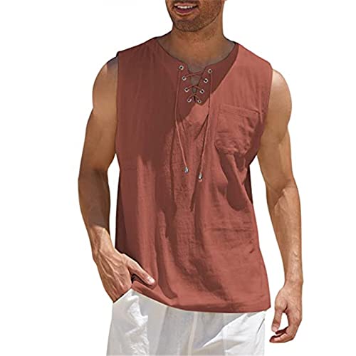 Herren Tank Top Herren Tanktop Muskelshirt für Training Fitnessstudio Fitness & Bodybuilding Tanktop Herren Sport lässig ärmellos T-Shirts Laufen Bodybuilding Fitness Tankshirt L 01-Weinrot von BORTGYUI