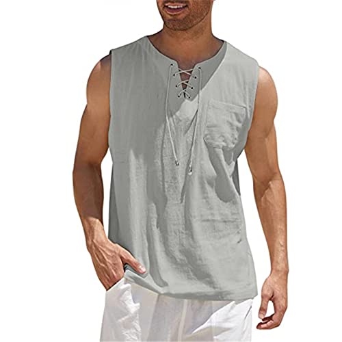 Tank Top Damen Sport Herren Tanktop Muskelshirt für Training Fitnessstudio Fitness & Bodybuilding Tanktop Herren Sport lässig ärmellos T-Shirts Laufen Bodybuilding Fitness Tankshirt 4XL 01-Grau von BORTGYUI