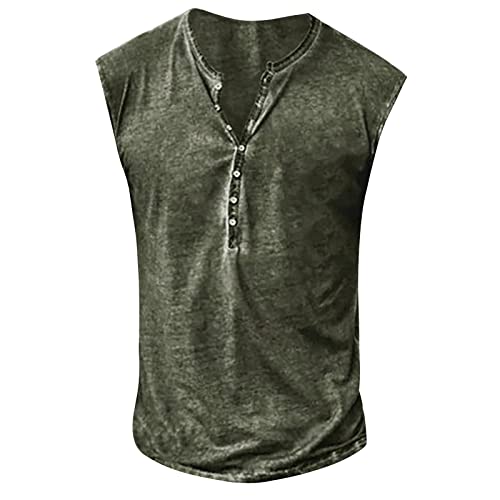 Tank Top Herren Gym Herren Sommer Surfen Tanktop Muskelshirt für Training Fitnessstudio Fitness & Bodybuilding Tanktop Herren Sport lässig ärmellos T-Shirts Laufen Fitness Tankshirt XXL 01-Armeegrün von BORTGYUI