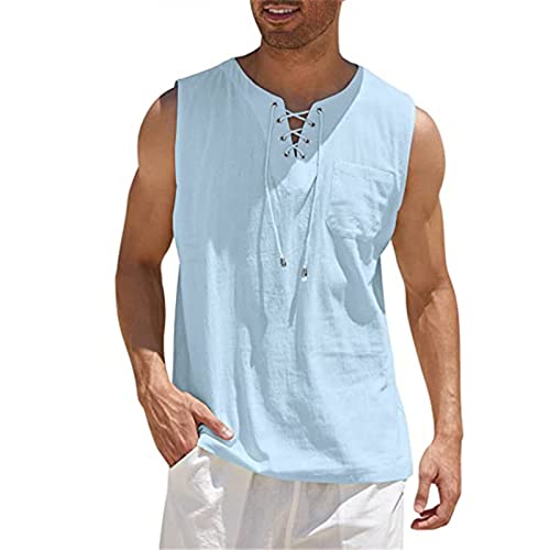 Tank Top Herren Gym Herren Tanktop Muskelshirt für Training Fitnessstudio Fitness & Bodybuilding Tanktop Herren Sport lässig ärmellos T-Shirts Laufen Bodybuilding Fitness Tankshirt M 01-Hellblau von BORTGYUI