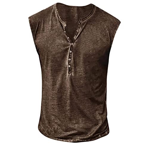 Tank Top Herren Sport Herren Sommer Surfen Tanktop Muskelshirt für Training Fitnessstudio Fitness & Bodybuilding Tanktop Herren Sport lässig ärmellos T-Shirts Laufen Fitness Tankshirt L 01-Braun von BORTGYUI