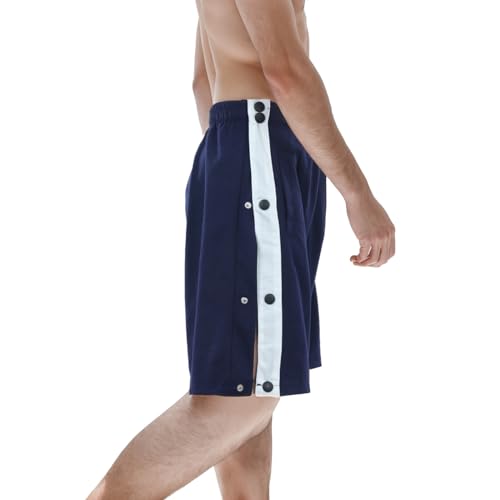 BORYUNLA Jogginghose Herren Kurz Button Up Sportlich Reha Hose mit Knöpfen Freizeithose Elastischer Bund Sweatpants mit Taschen An Der Seite Trainingshose mit Seitlicher Knopfleiste Zum Öffnen von BORYUNLA