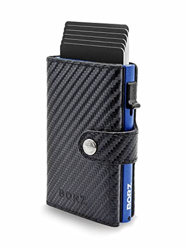 BORZ Prime Maxus Magnetic 2 Wallet mit Münzfach AirTag kompatibel, Kartenetui mit RFID Schutz, Mini Geldbörse Cardholder, Geldbeutel für Karten & Scheine aus echtem Leder für Herren & Damen von BORZ Prime