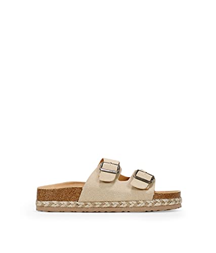 BOSANOVA Bio-Sandalen im Padel-Stil, bestehend aus zwei Riemen mit verstellbaren Schnallen am Spann und zweifarbiger Bast-Sohle, ohne Verschluss. Damenschuhe, beige, 39 EU von BOSANOVA