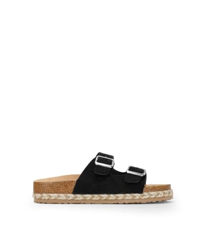 BOSANOVA Flache Schwarze Sandalen mit Schnallen und Esparto-Sohle ür Frauen von BOSANOVA