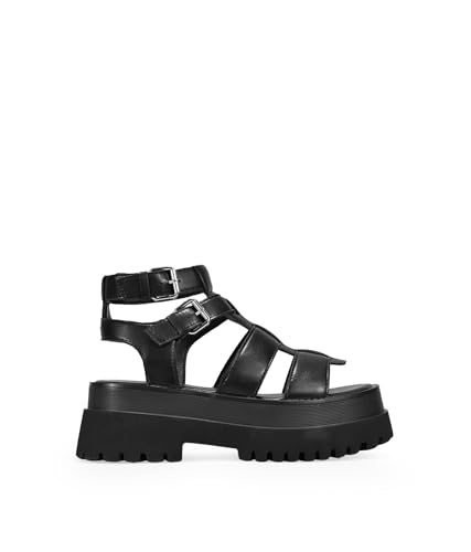 BOSANOVA Sandalen im Krabben-Stil mit doppelter Schnalle, elastisches Detail an der zweiten Schnalle für mehr Komfort und Plateausohle, Laufsohle für Damen, Schwarz , 39 EU BOSANOVA Sandalen im Krabben-Stil mit doppelter Schnalle, elastisches Detail an der zweiten Schnalle für mehr Komfort und Plateausohle, Laufsohle für Damen, Schwarz , 39 EU von BOSANOVA