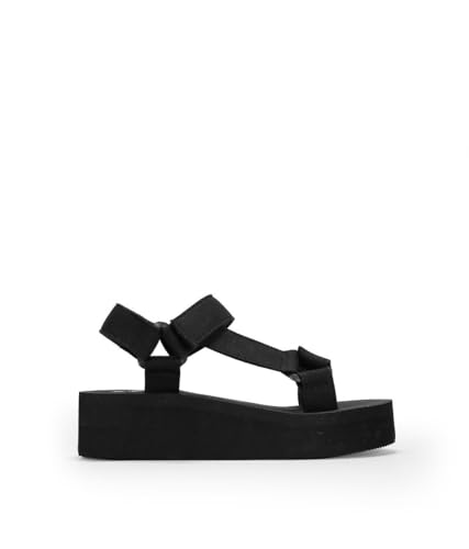 BOSANOVA Sportsandalen aus Textilmaterial mit Regulierungsstreifen am Obermaterial mit Plattform aus EVA-Gummi. Einfacher Verschluss. Damenschuhe, Schwarz , 40 EU von BOSANOVA