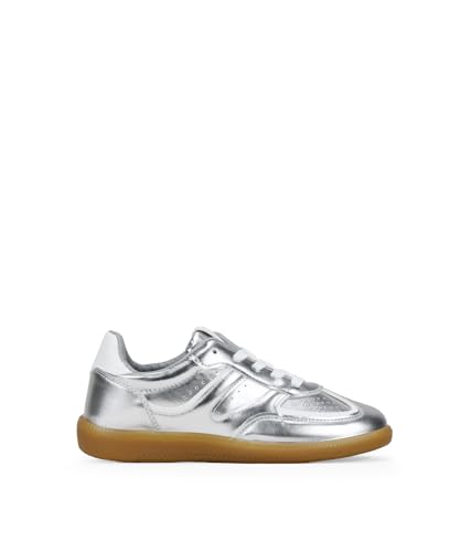 BOSANOVA Sportschuhe für Damen mit verschiedenen Schnitten, Logo-Gravur auf der Zunge und flache Gummisohle von 2,5 cm. Verschluss mit flachen Schnürsenkeln. Damenschuhe, silber, 38 EU von BOSANOVA