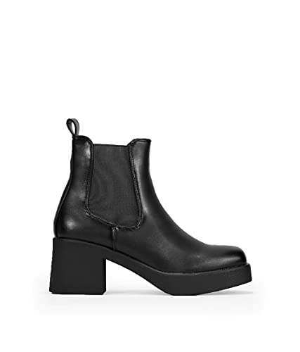 BOSANOVA Chelsea Boots Stiefeletten mit elastischen Seiten, 6,5 cm Absatz, ohne Verschluss, Schwarz , 39 EU von BOSANOVA