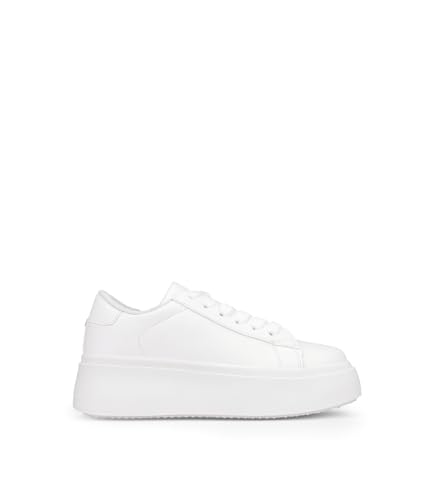BOSANOVA Sneaker Total Look Weiß mit glatter Plateausohle von 5 cm. Schnürverschluss., weiß, 40 EU von BOSANOVA