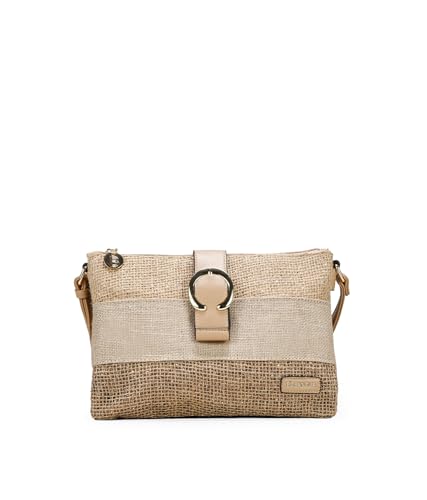 BOSANOVA Umhängetasche für Damen aus braunem Bast mit Glitzer-Detail, dekorativer Klappe mit Schnalle und Reißverschluss. Kreuzgriff., Rostbraun, Talla única, Lässig BOSANOVA Umhängetasche für Damen aus braunem Bast mit Glitzer-Detail, dekorativer Klappe mit Schnalle und Reißverschluss. Kreuzgriff., Rostbraun, Talla única, Lässig von BOSANOVA