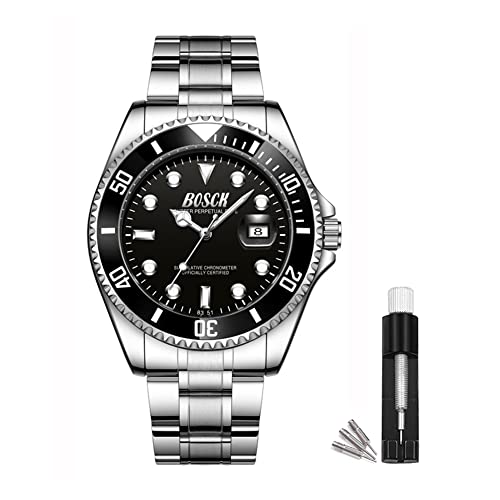 BOSCK Herren Analoguhr,Uhren für Herren 44 mm Großes Ziffernblatt Leuchtende Leicht Ablesbare Edelstahl Business Uhr Klassische Luxus,30M wasserdichte Armbanduhr Herren BOSCK Herren Analoguhr,Uhren für Herren 44 mm Großes Ziffernblatt Leuchtende Leicht Ablesbare Edelstahl Business Uhr Klassische Luxus,30M wasserdichte Armbanduhr Herren von BOSCK