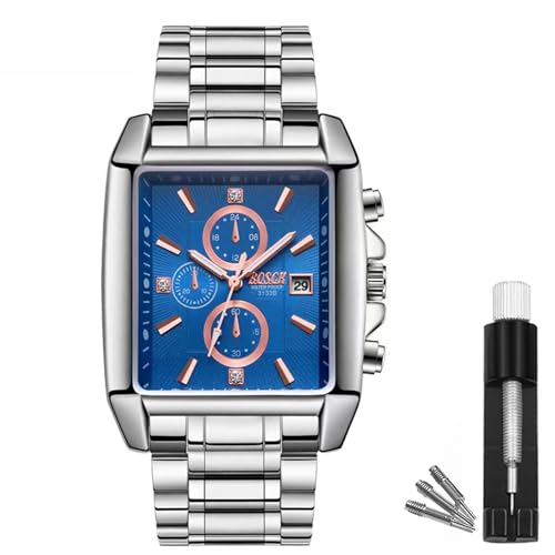 BOSCK Uhren für Männer (ohne Chronograph), Herren Armbanduhr Analog 42mm, leicht ablesbare Edelstahl Business Uhr, Klassische Luxus Herren Armbanduhr, wasserdicht bis 30 Meter von BOSCK