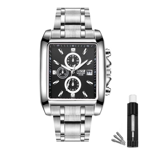 BOSCK Uhren für Männer (ohne Chronograph), Herren Armbanduhr Analog 42mm, leicht ablesbare Edelstahl Business Uhr, klassische Luxus Herren Armbanduhr, wasserdicht bis 30 Meter. von BOSCK