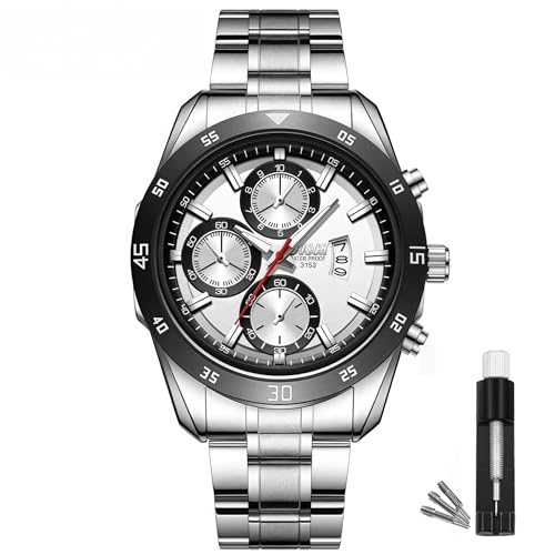 BOSCKeine Chronograph-Funktion, Herren Freizeituhr – Stylisches, sportliches Design, Analoges Quarz-Uhrwerk, für den geschäftlichen Einsatz oder den alltäglichen Gebrauch, Armbanduhren aus Edelstahl BOSCKeine Chronograph-Funktion, Herren Freizeituhr – Stylisches, sportliches Design, Analoges Quarz-Uhrwerk, für den geschäftlichen Einsatz oder den alltäglichen Gebrauch, Armbanduhren aus Edelstahl von BOSCK