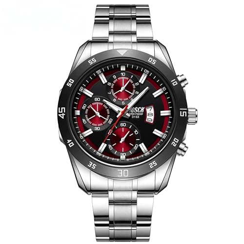 BOSCKeine Chronograph-Funktion, Herren Freizeituhr – Stylisches, sportliches Design, Analoges Quarz-Uhrwerk, für den geschäftlichen Einsatz oder den alltäglichen Gebrauch, Armbanduhren aus Edelstahl BOSCKeine Chronograph-Funktion, Herren Freizeituhr – Stylisches, sportliches Design, Analoges Quarz-Uhrwerk, für den geschäftlichen Einsatz oder den alltäglichen Gebrauch, Armbanduhren aus Edelstahl von BOSCK