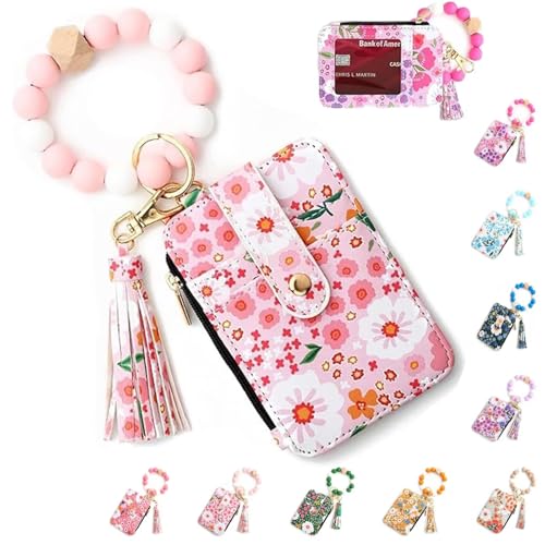 BOSENIYU Boho Perlen Geldbörse Damen Boho Stil Perlen & Quaste verziert Schlüsselanhänger mit Blumenmuster Geldbörse, Hellrosa, 8.5*12cm/3.35*4.7in, Kunstdekor BOSENIYU Boho Perlen Geldbörse Damen Boho Stil Perlen & Quaste verziert Schlüsselanhänger mit Blumenmuster Geldbörse, Hellrosa, 8.5*12cm/3.35*4.7in, Kunstdekor von BOSENIYU